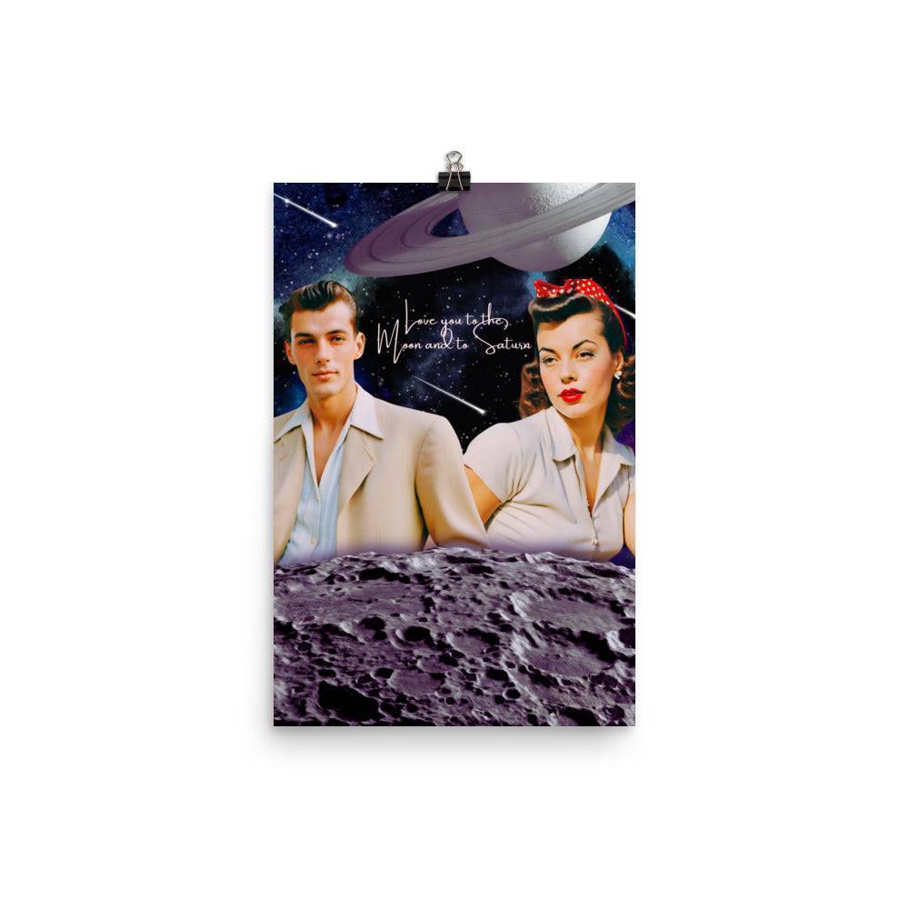 Moon and Saturn Poster 12″×18″