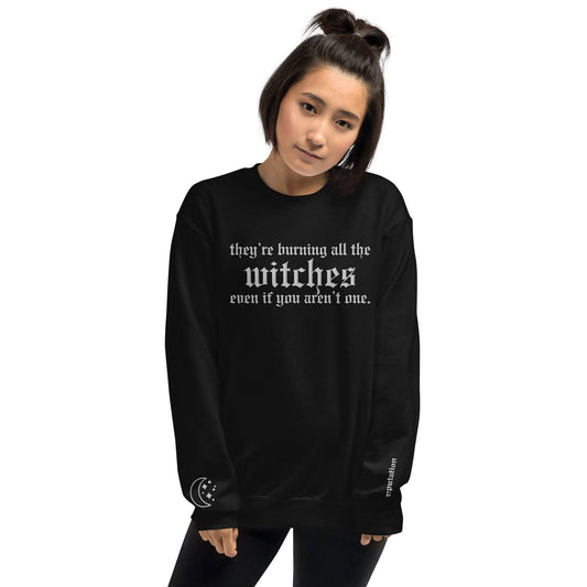 Taylor Swift They're Burning All The Witches Embroidered Sweatshirt Black
