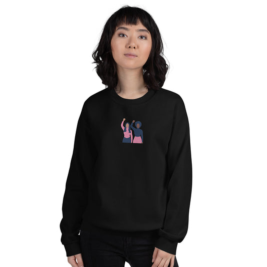 Empowered Woman Embroidered Sweatshirt Black