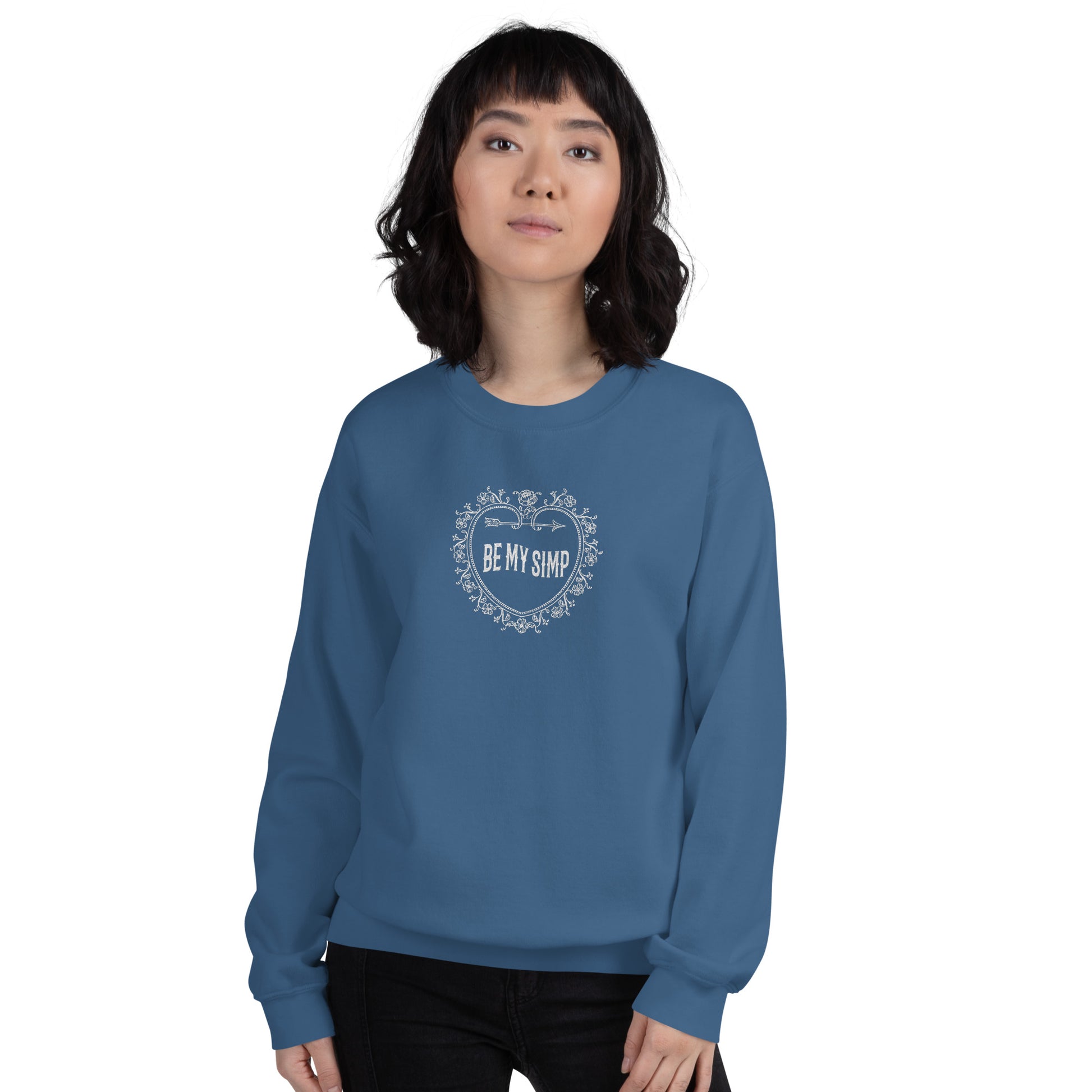 Be My Simp Embroidered Sweatshirt Indigo Blue