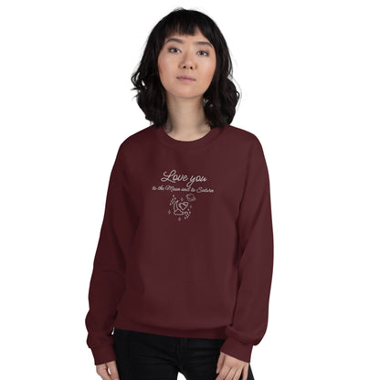 Moon and Saturn Embroidered Sweatshirt Maroon