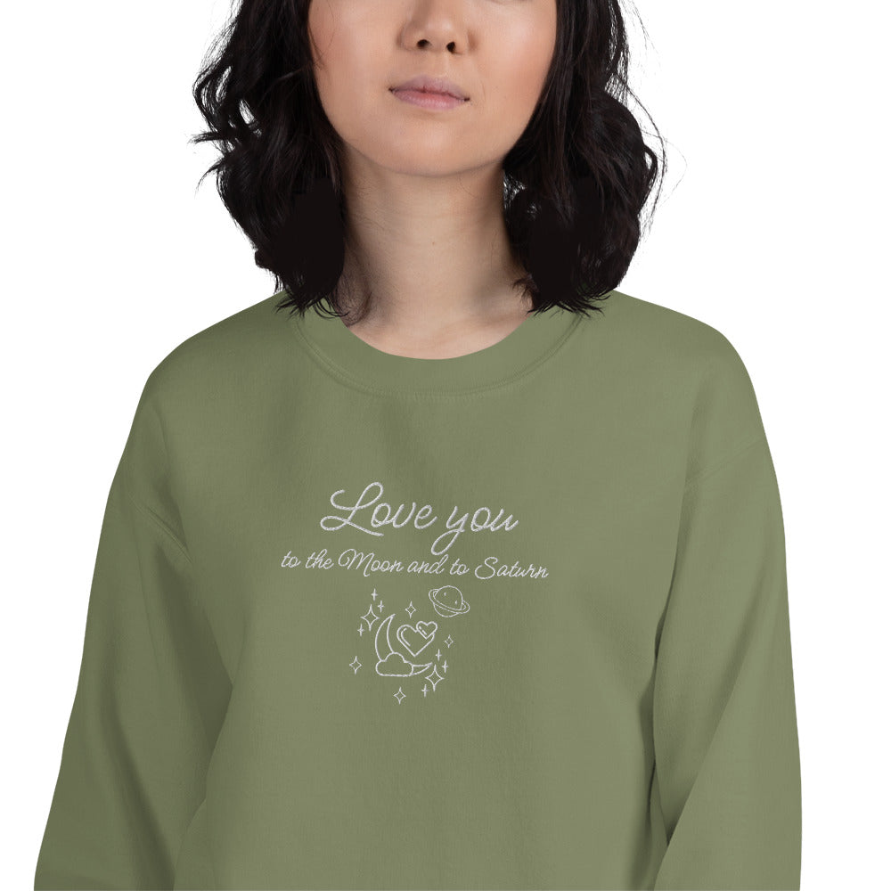 Moon and Saturn Embroidered Sweatshirt