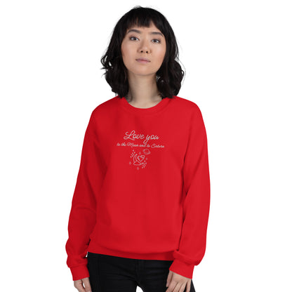 Moon and Saturn Embroidered Sweatshirt Red