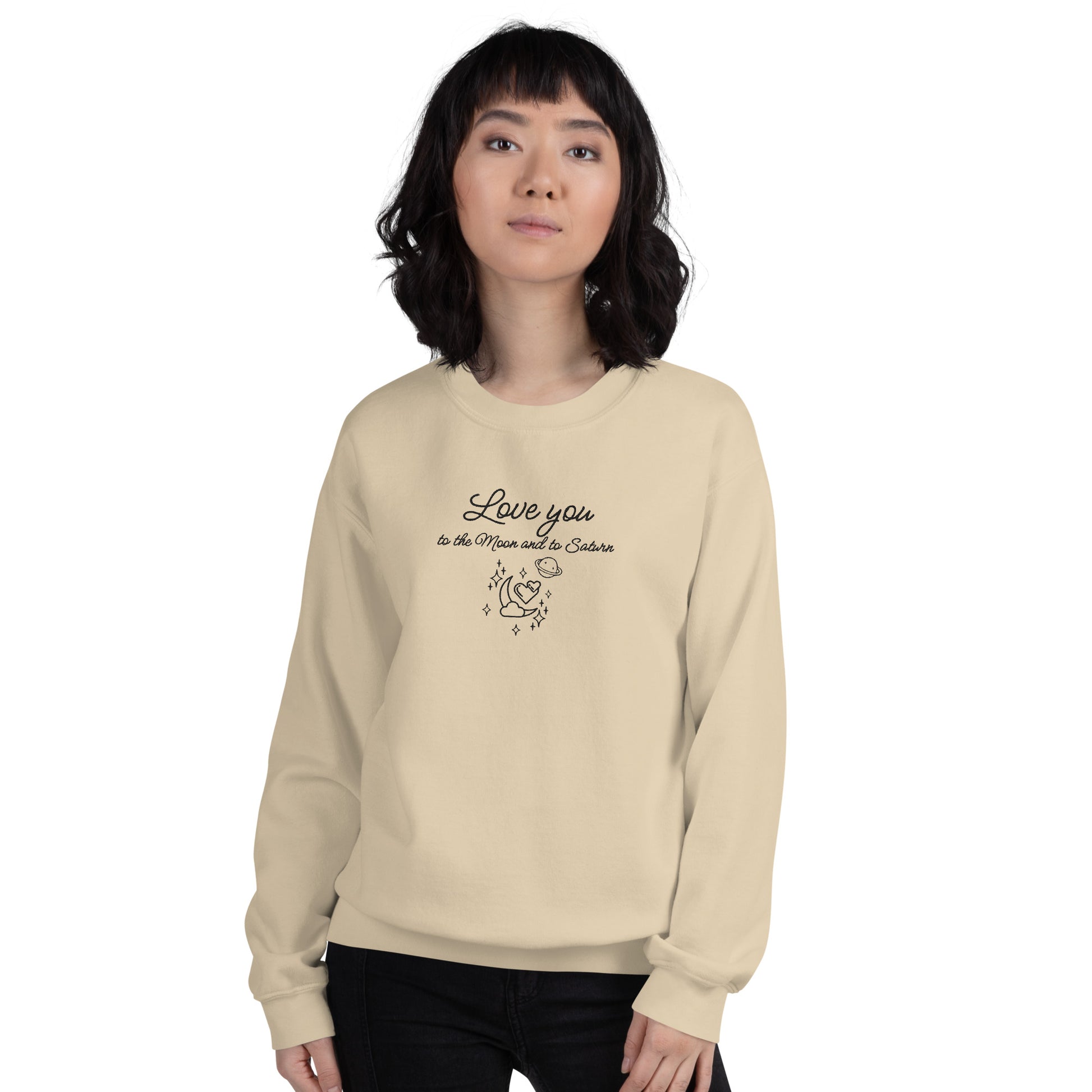 Moon and Saturn Embroidered Sweatshirt Sand