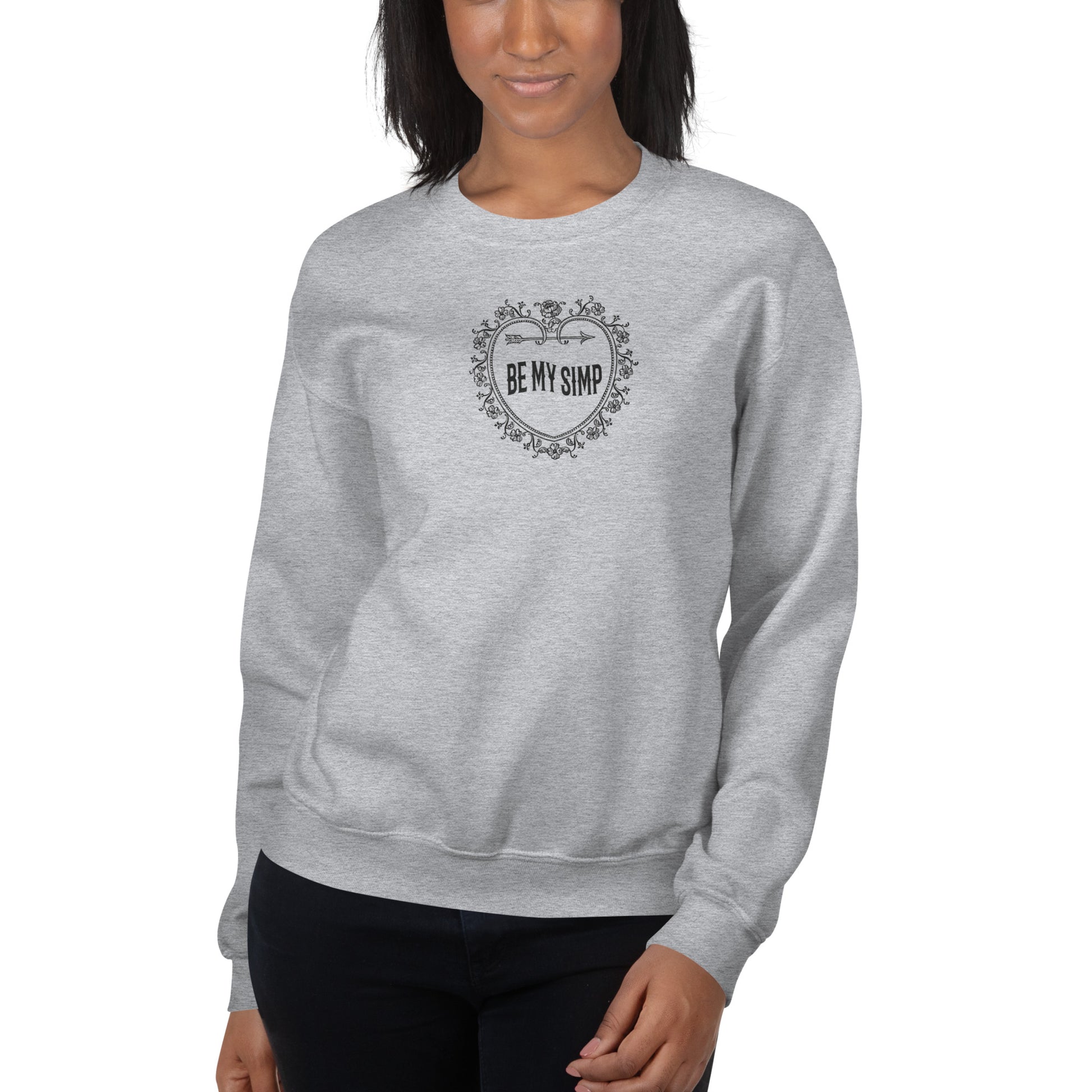 Be My Simp Embroidered Sweatshirt Sport Grey