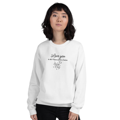 Moon and Saturn Embroidered Sweatshirt White