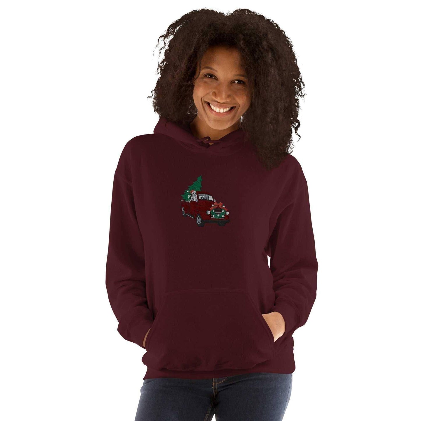 Wreath it and Weep Embroidered Hoodie Maroon