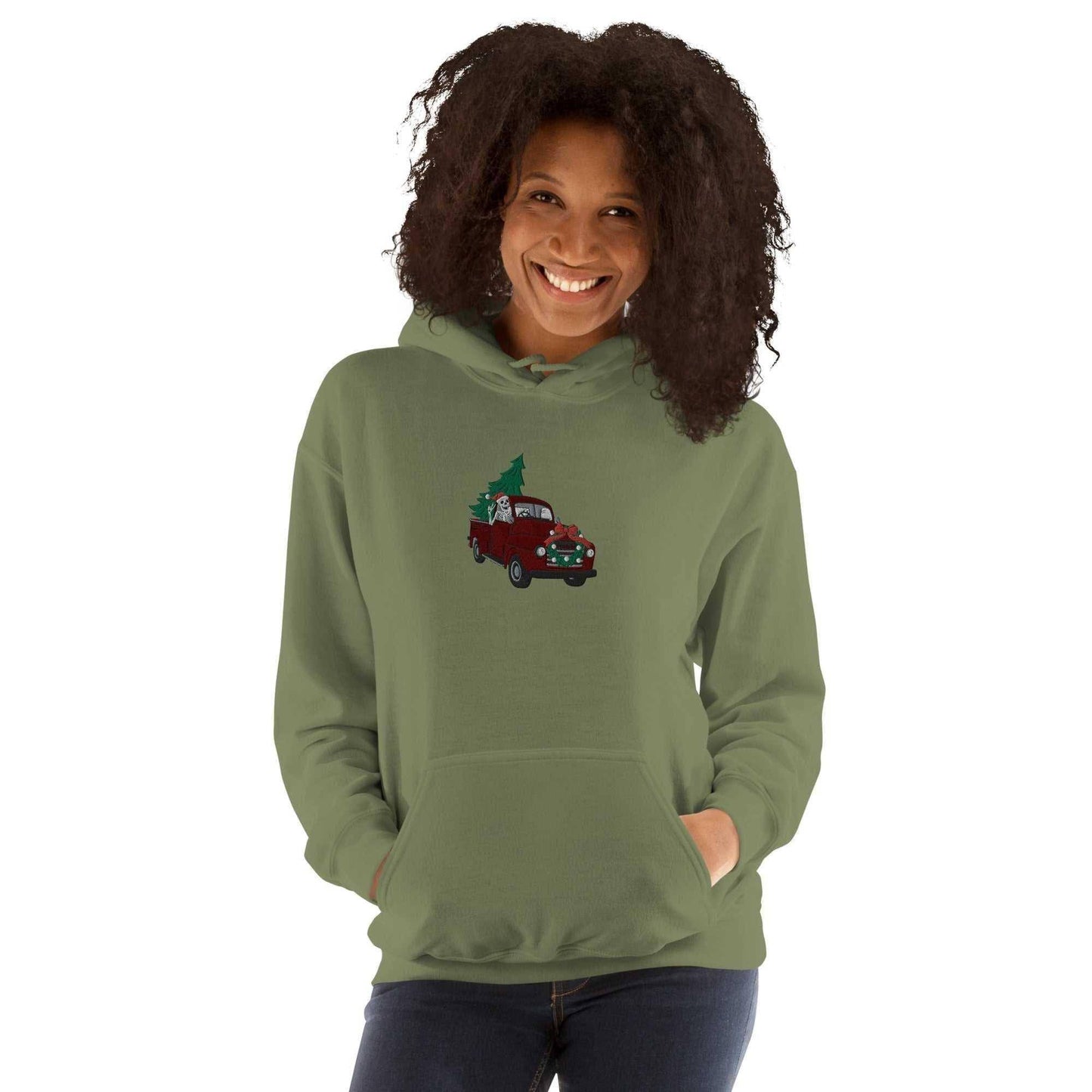 Wreath it and Weep Embroidered Hoodie Military Green
