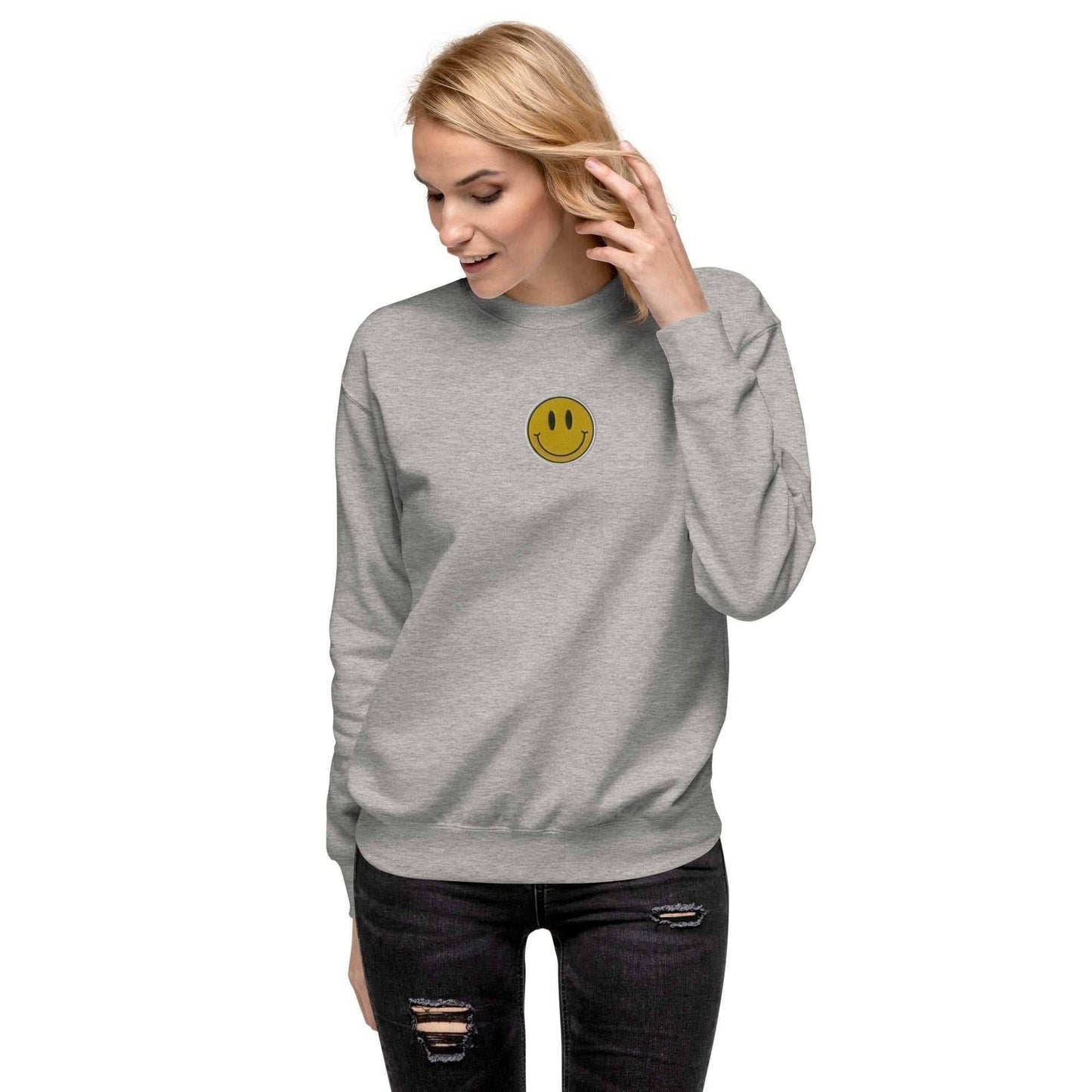 You Should Smile More Embroidered Sweatshirt Carbon Grey