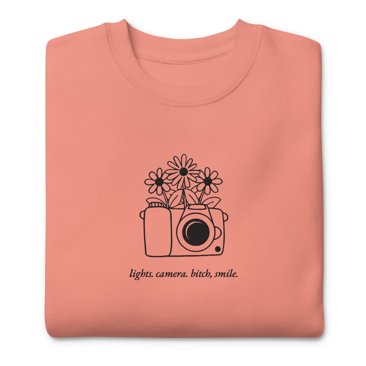 Lights, Camera, Bitch Smile. Embroidered Sweatshirts