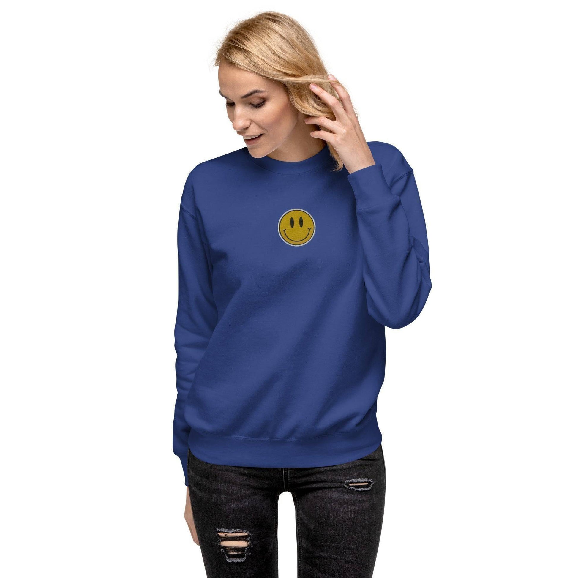 You Should Smile More Embroidered Sweatshirt Team Royal