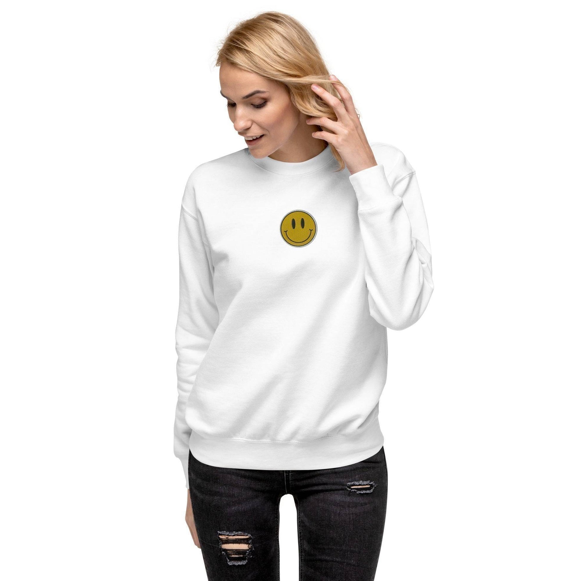 You Should Smile More Embroidered Sweatshirt White