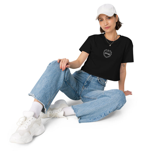 Be My Simp Embroidered Crop Top Black