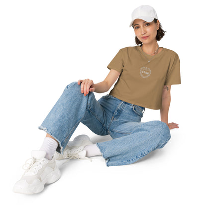 Be My Simp Embroidered Crop Top Camel