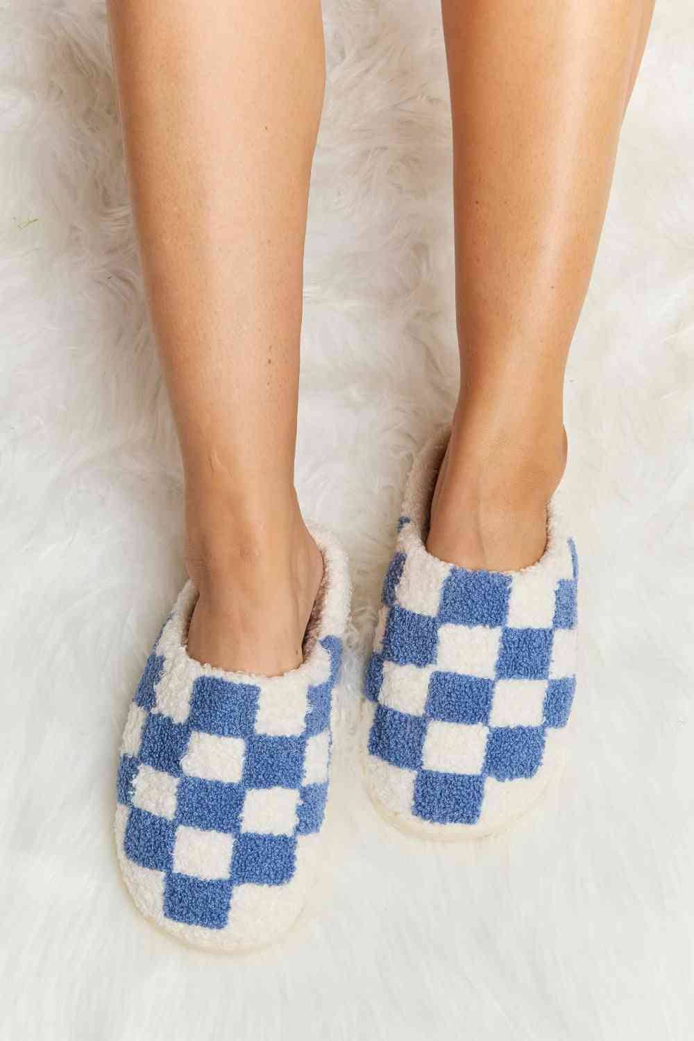 Checkered Slippers Cobalt Blue