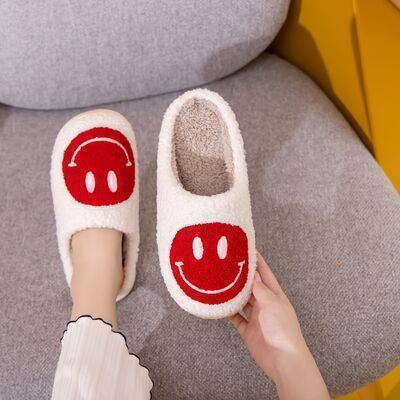 I'm Blushing Smiley Slippers WHITE RED