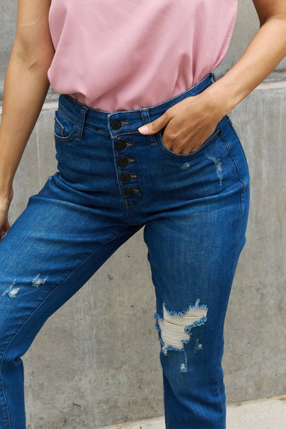 Judy Blue Melanie High Waisted Distressed Boyfriend Jeans