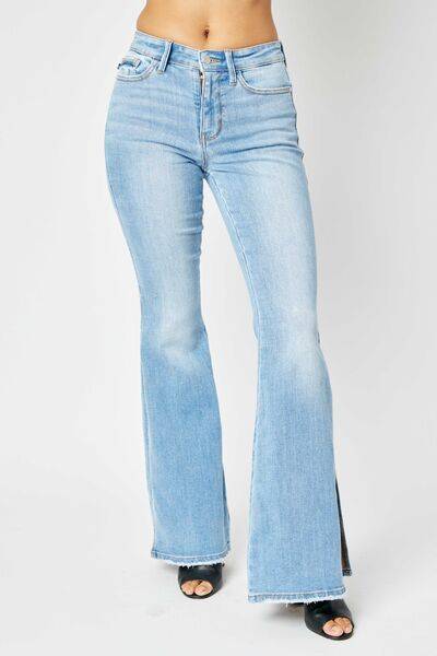 Judy Blue Slit Flare Mid Rise Jeans Medium