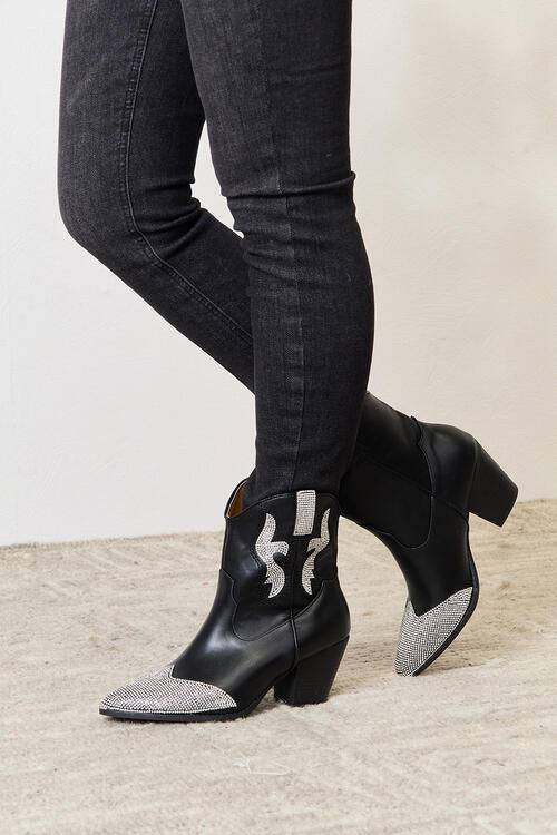 East Lion Corp Rhinestone Pointed Toe Booties
