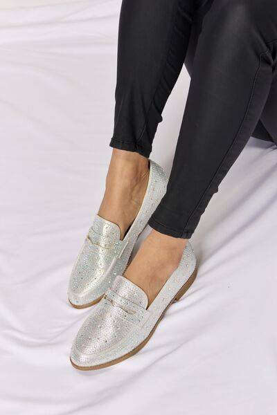 Forever Link Rhinestone Loafers SILVER