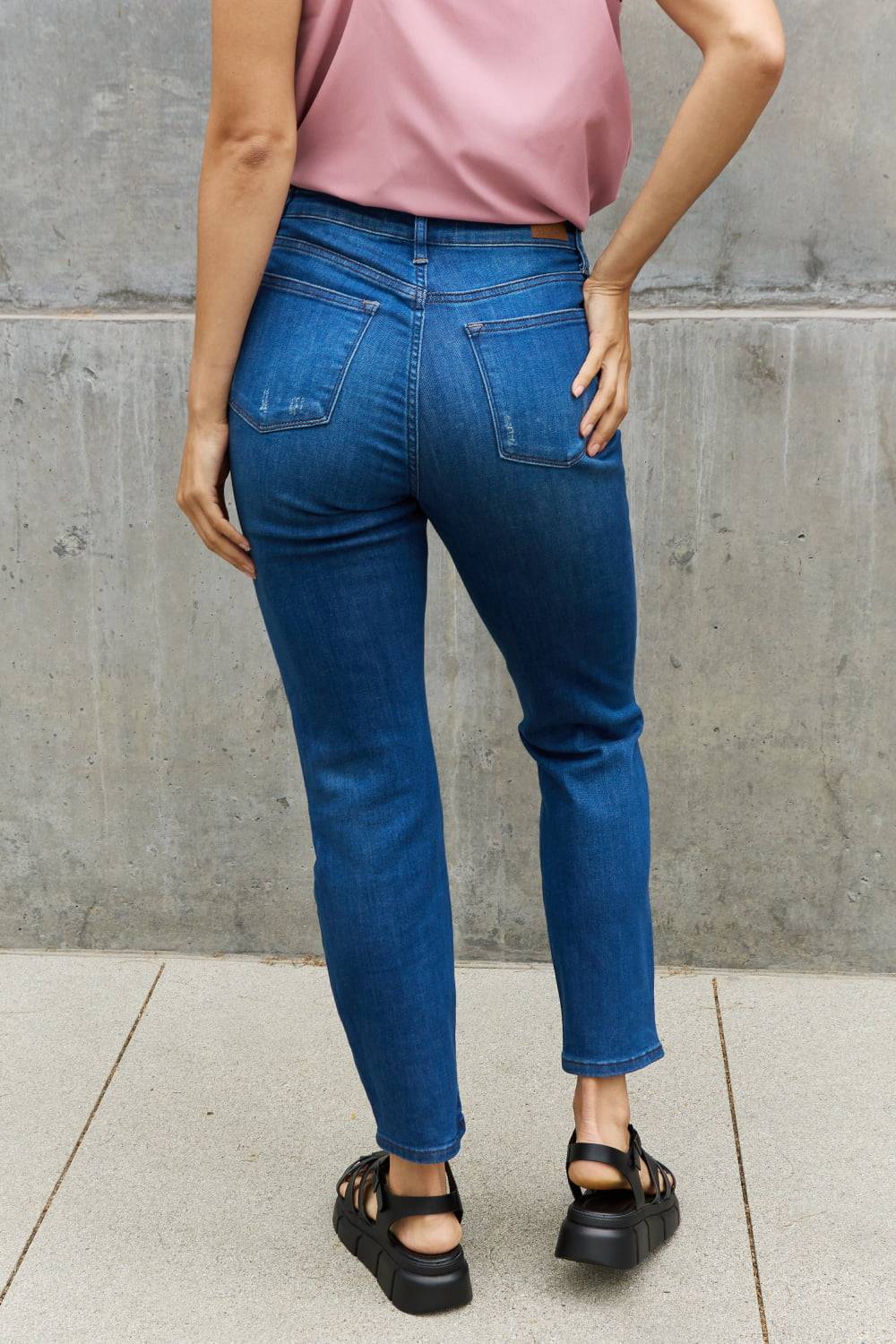 Judy Blue Melanie High Waisted Distressed Boyfriend Jeans