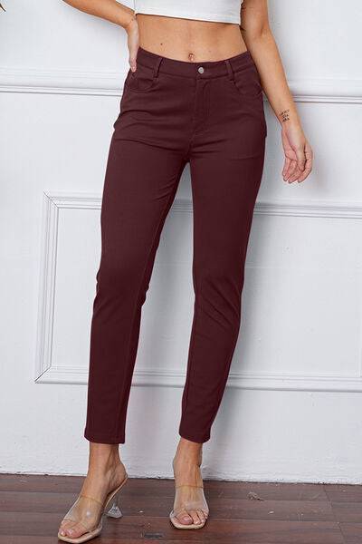 Basic Bae Stretchy Stitch Pants Wine