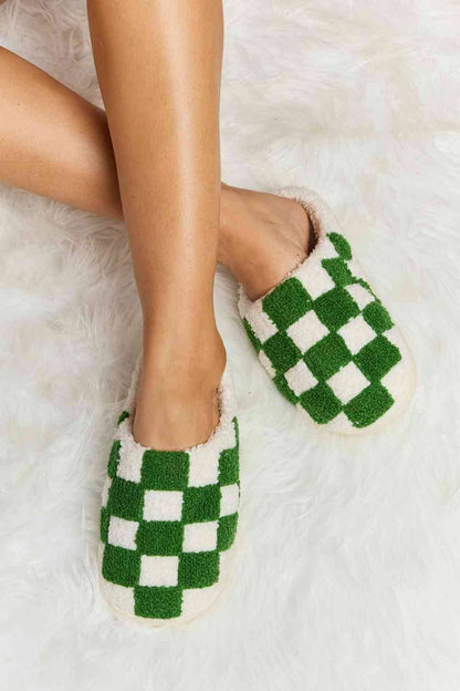 Checkered Slippers Green