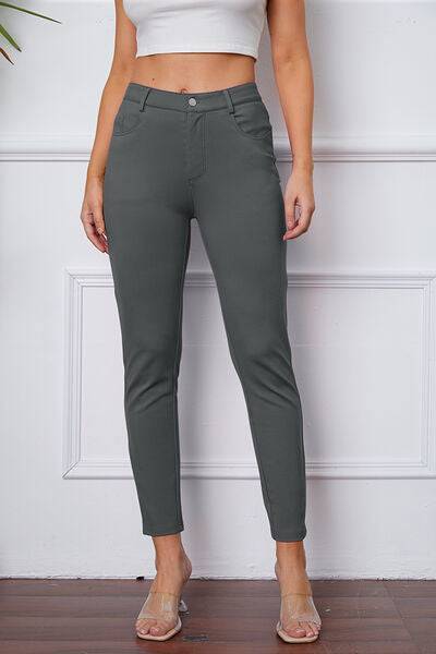 Basic Bae Stretchy Stitch Pants Charcoal