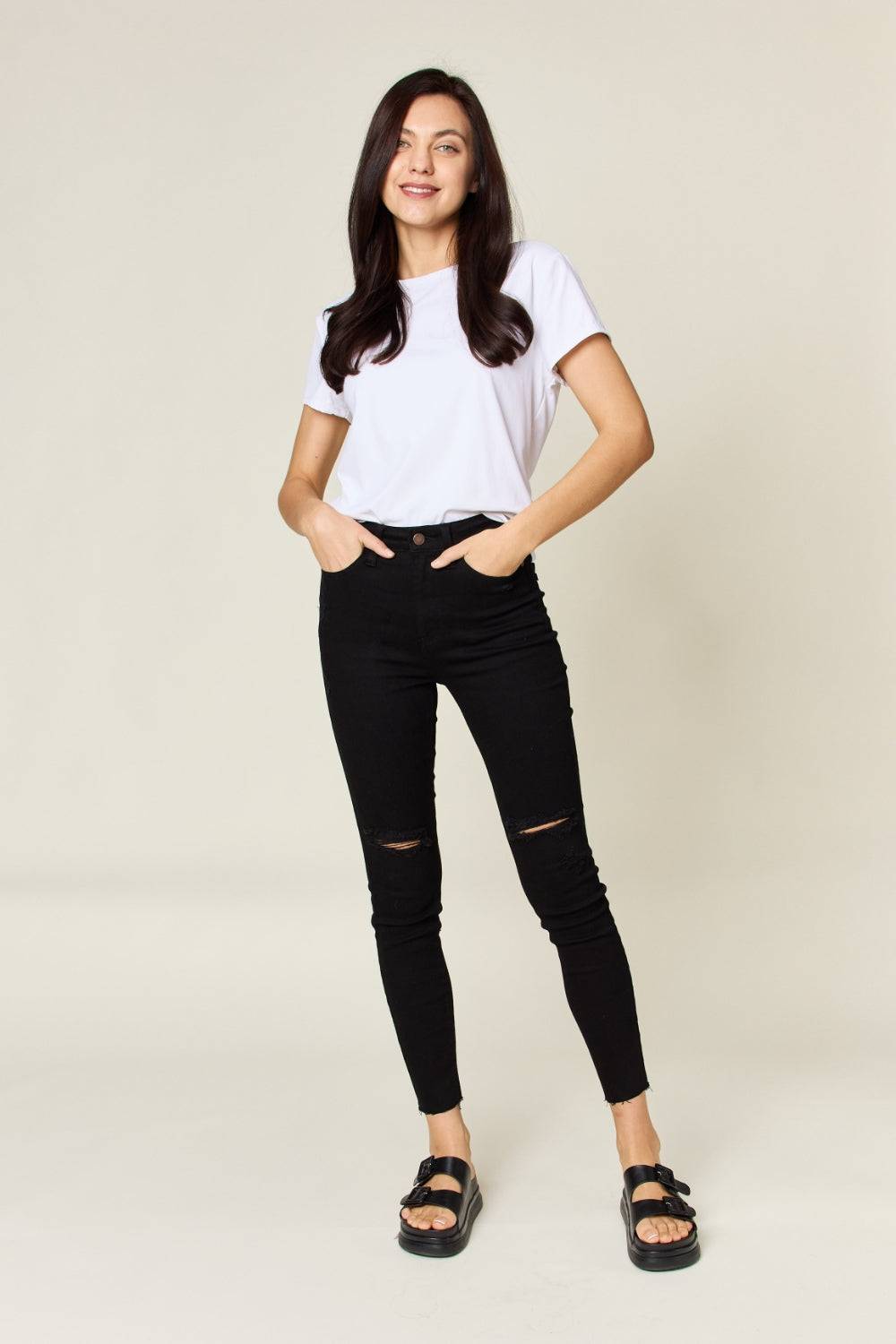 Judy Blue Distressed Tummy Control High Waist Skinny Jeans