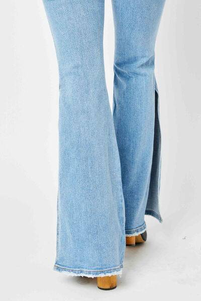 Judy Blue Slit Flare Mid Rise Jeans