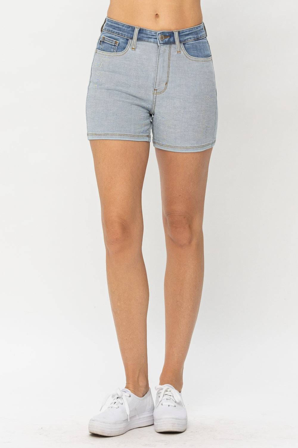 Judy Blue Color Block Denim Shorts LT MD