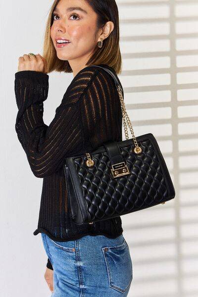 David Jones Vegan Leather Quilted Handbag