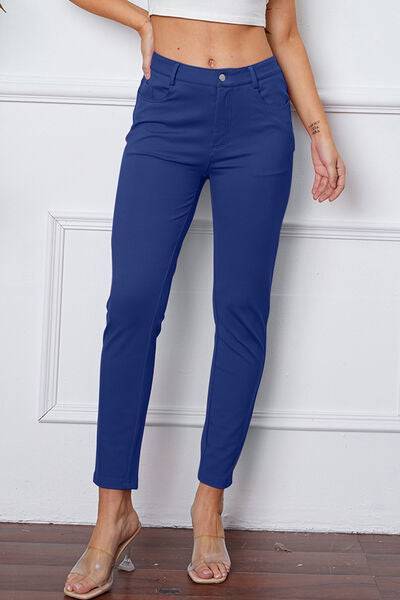 Basic Bae Stretchy Stitch Pants Royal Blue