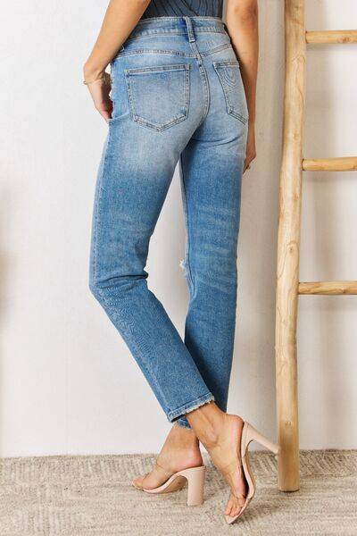 Kancan Distressed High Rise Straight Leg Jeans