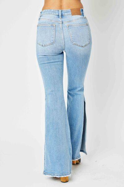 Judy Blue Slit Flare Mid Rise Jeans